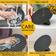 Load image into Gallery viewer, Professional Cast Iron Smash Burger Press Set with Heat-Resistant Wooden Handles