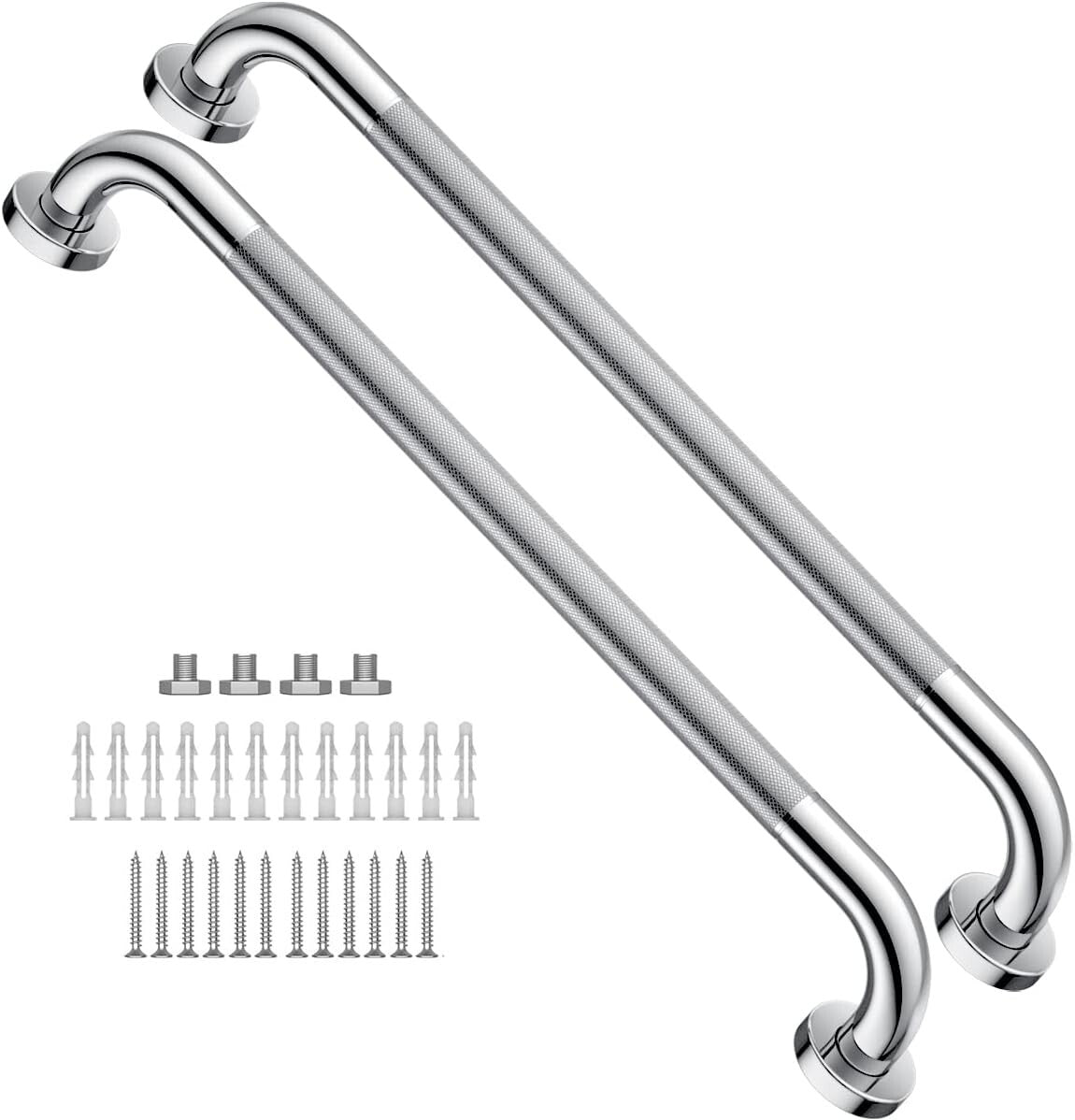 Elegant 24 Inch Chrome Grab Bar Set - Anti-Slip Handrails for Enhanced Safety