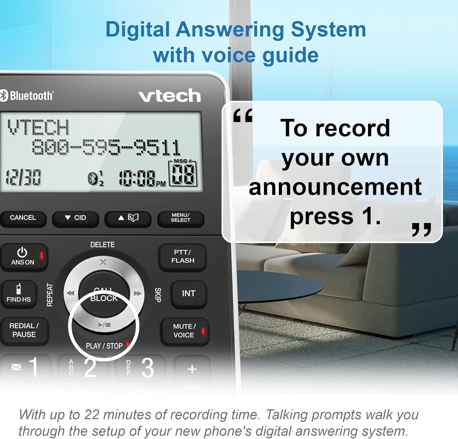 4-Handset Cordless Home Phone with Smart Call Blocker & Full Duplex Speakerphone
