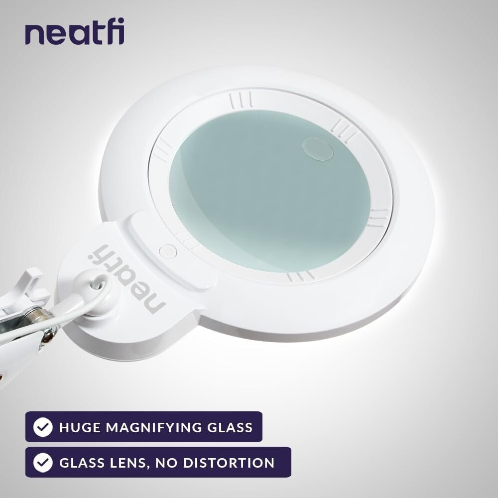 Portable LED Magnifying Lamp with Clamp - 5D/20D Magnification & Dimmable Light