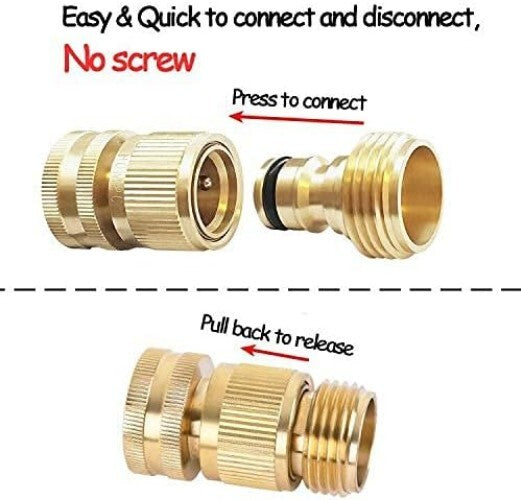 Durable Brass Quick Connect Garden Hose Fittings - Leak-Free 3/4 Inch GHT Set