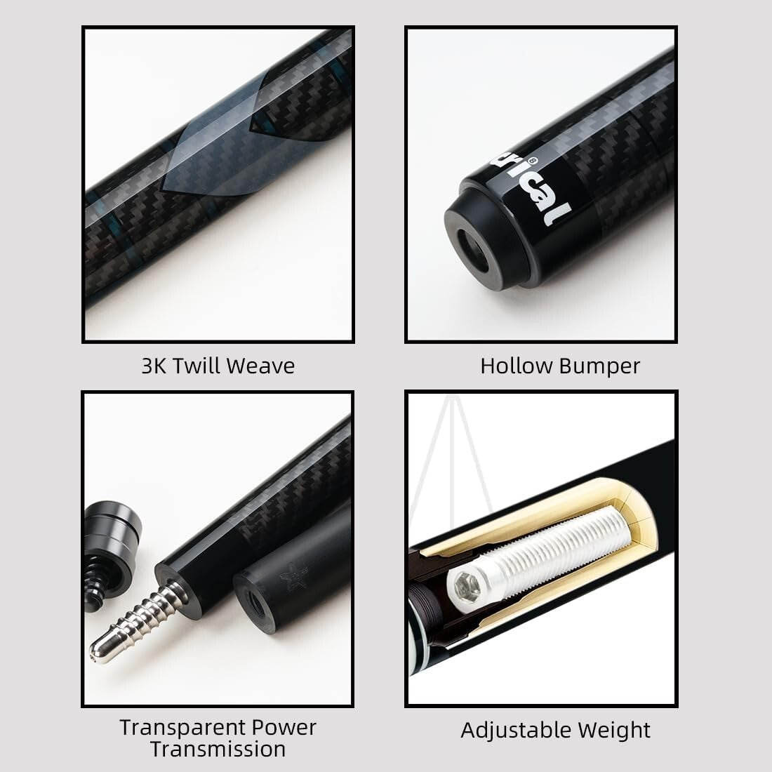 58-Inch Adjustable Pool Cue Stick - Low Deflection with Joint Protector and Case