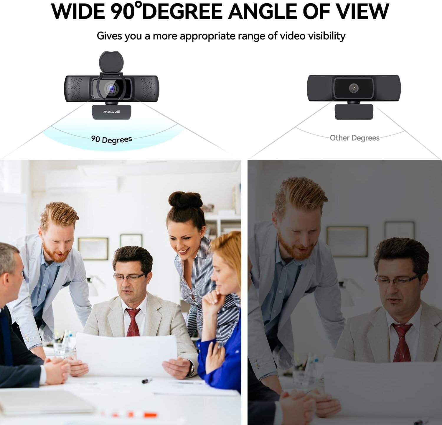 Professional Autofocus Webcam with Privacy Cover and Plug & Play USB Connection