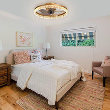Load image into Gallery viewer, Reversible Ceiling Fan with Remote Control &amp; Crystal Embellishments - 20" Gold