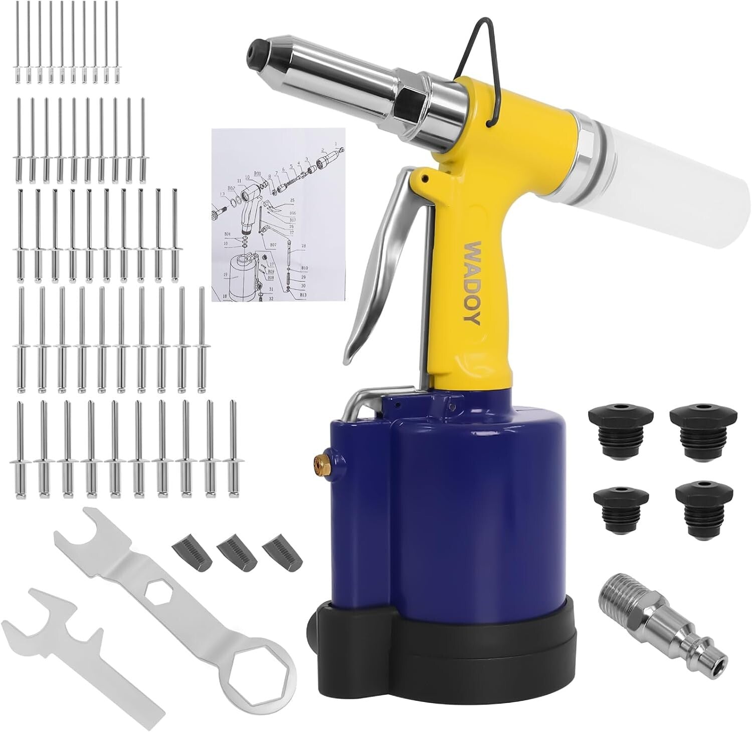 Efficient Pneumatic Riveting Gun with Quick Release Valve & Steel Teeth Design
