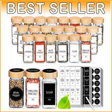 Load image into Gallery viewer, Premium Spice Jar Set with Bamboo Lids, Silicone Funnel &amp; 547 Spice Labels