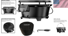 Load image into Gallery viewer, Compact Tabletop Cast Iron Grill &amp; Griddle - Charcoal Powered for Perfect Meals