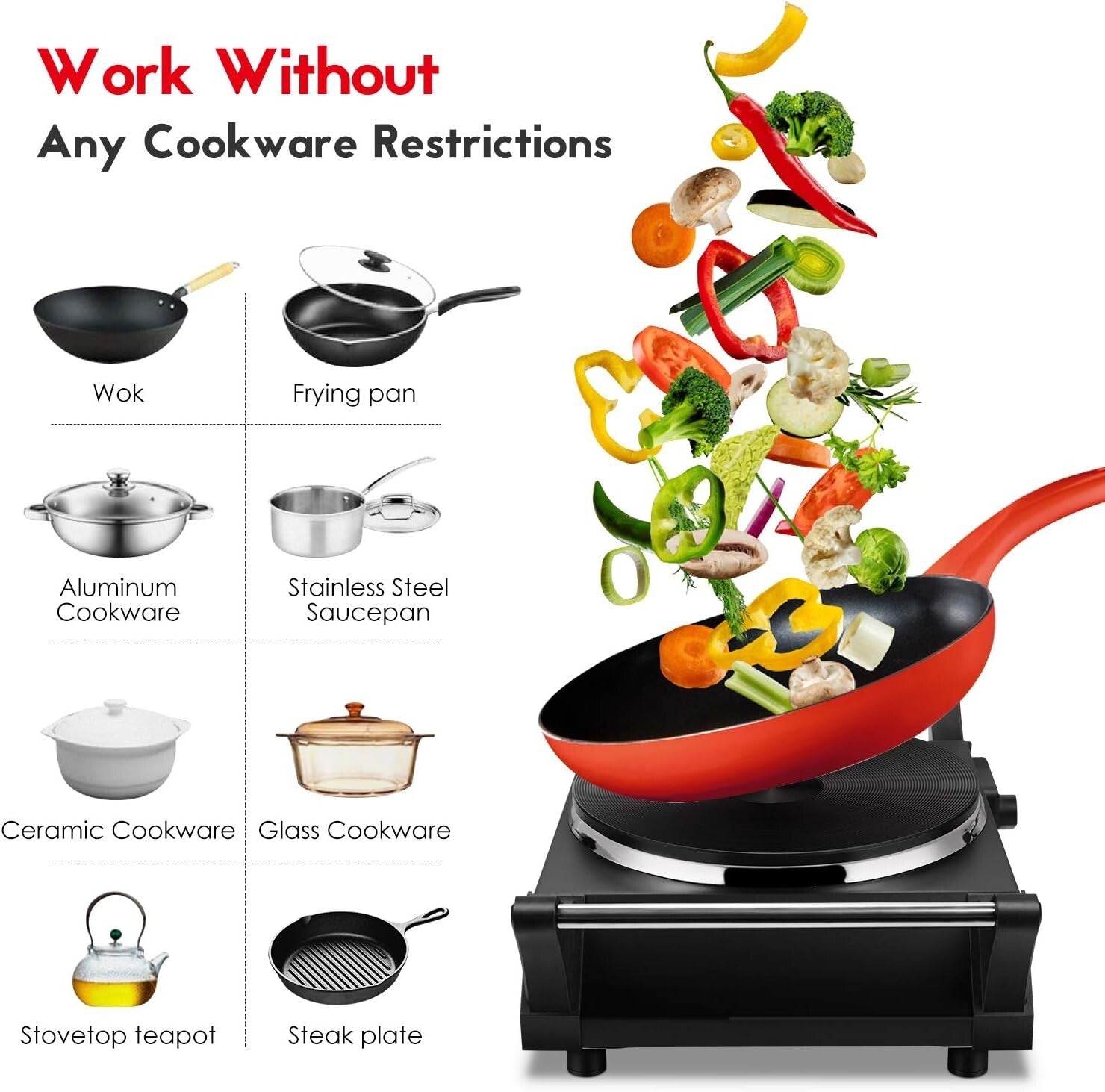 Lightweight Stainless Steel Hot Plate - Perfect for Travel & Everyday Cooking