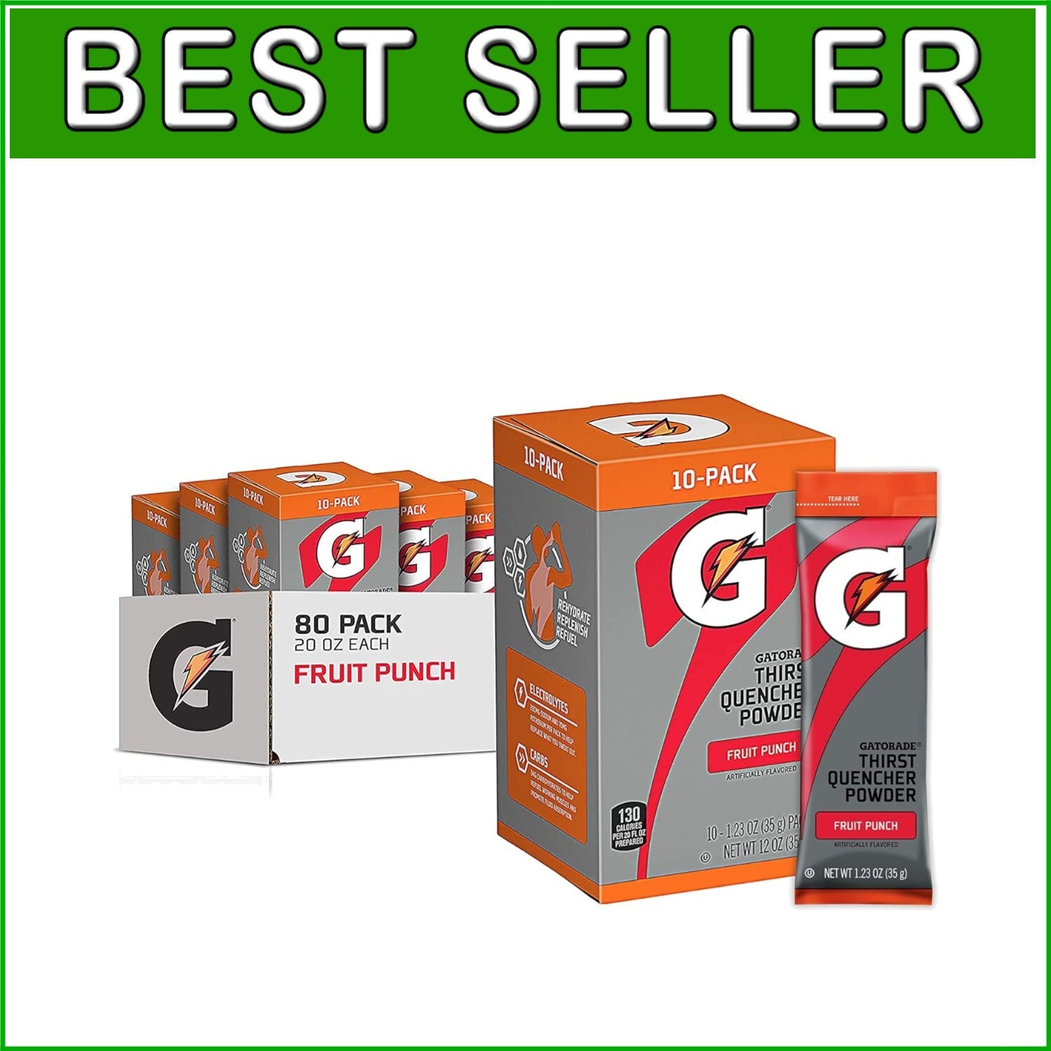 Electrolyte Energizing Powder Mix, 80 Packets Fruit Punch - Hydration Made Easy