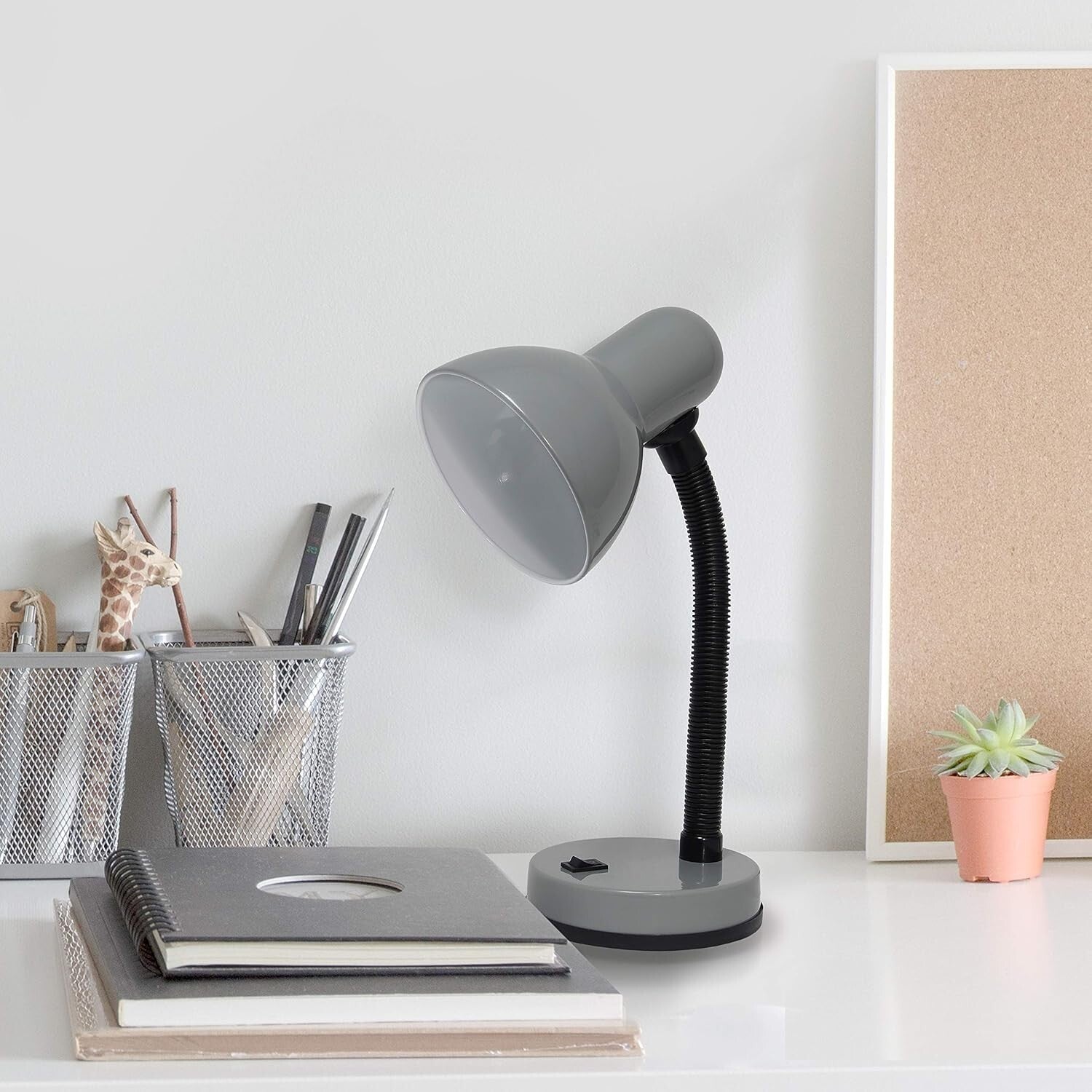 Modern Gray Desk Lamp Set of 12 with Adjustable Height & LED Convenience