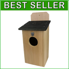 Load image into Gallery viewer, Elevate Your Yard with a 22.5" Cedar Barred Owl House - Perfect for Pest Control