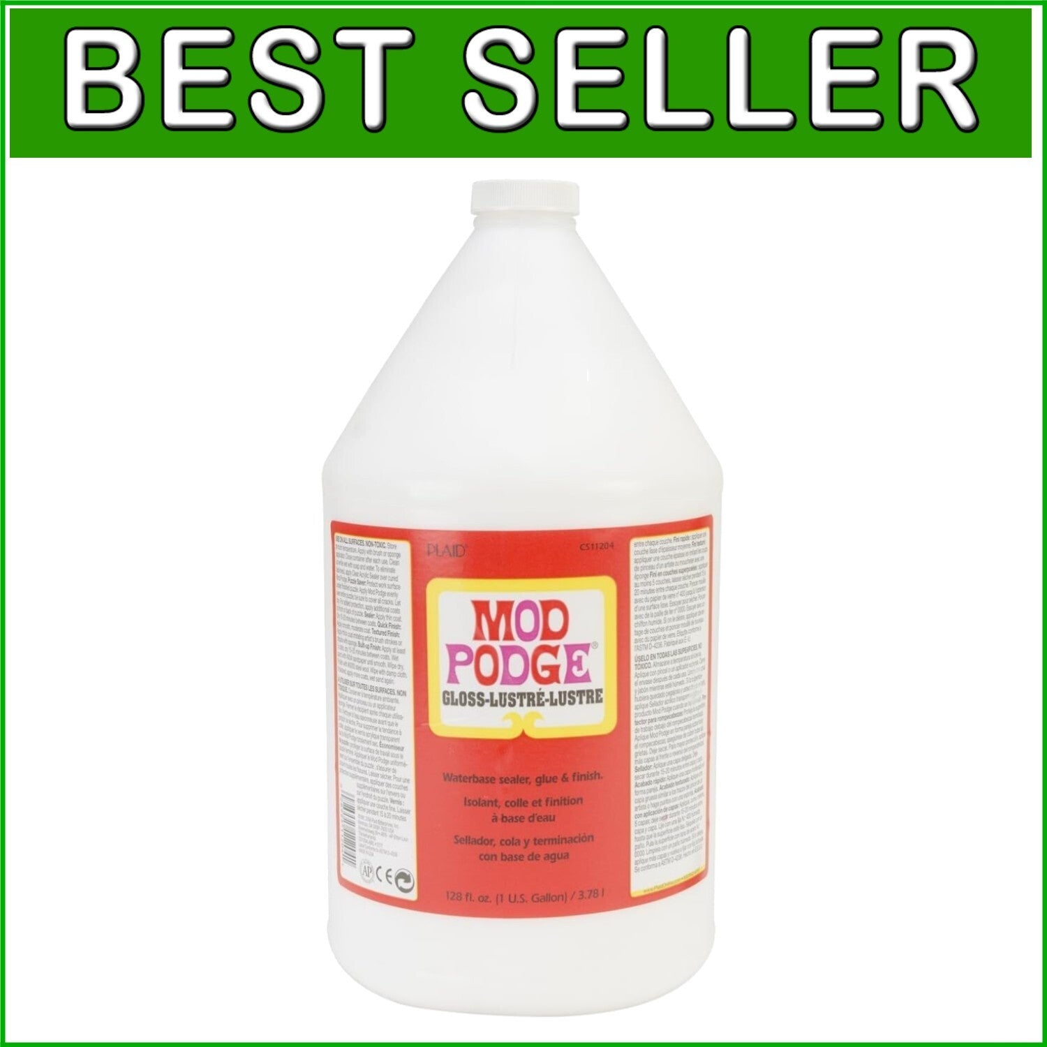 128 oz Non-Toxic Waterbase Sealer & Glue with Quick Drying Clear Gloss Finish