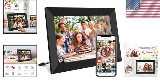 10.1 Inch WiFi Digital Photo Frame with 32GB Storage & Frameo App Integration
