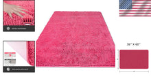 Load image into Gallery viewer, Soft Absorbent Chenille Bath Mat 36 x 60 - Non-Slip Runner in Vibrant Hot Pink