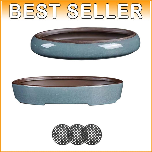Elegant Oval Ceramic Flower Pots with Drainage - Perfect for Bonsai & Succulents