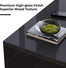 Load image into Gallery viewer, Glossy Black TV Stand with 3 Shelves &amp; LED Lights for Modern Living Spaces