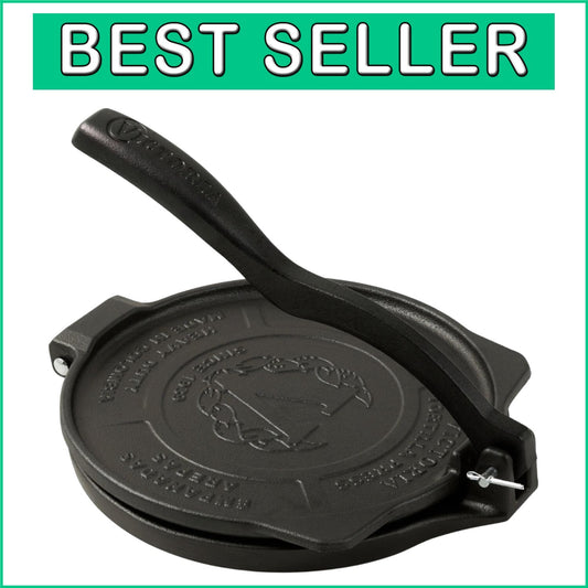 8-Inch Heavy-Duty Cast Iron Tortilla Press - Make Perfect Tortillas Easily
