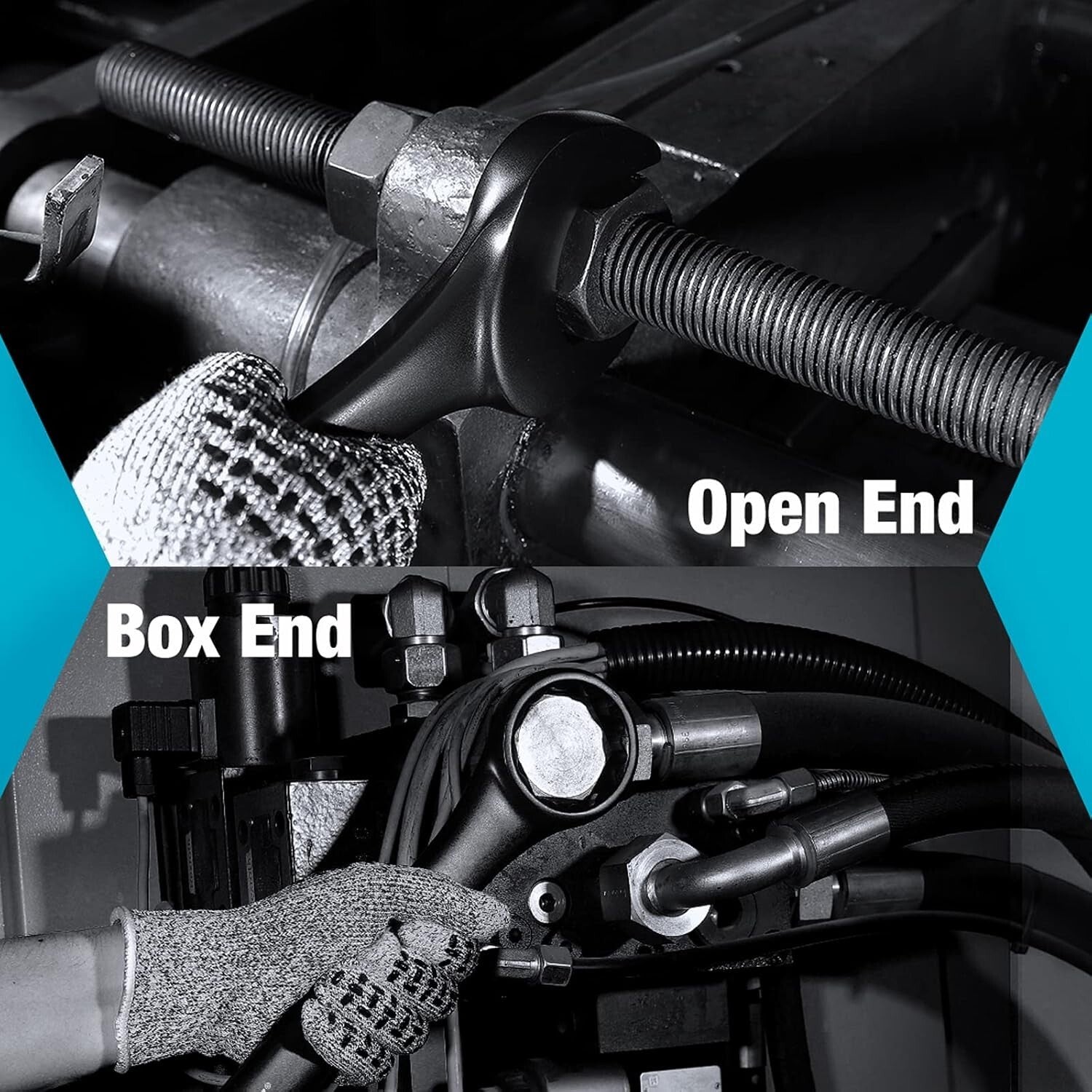 Durable Black Electrophoretic Wrench Set - 6 Jumbo Sizes, Easy Storage Pouch