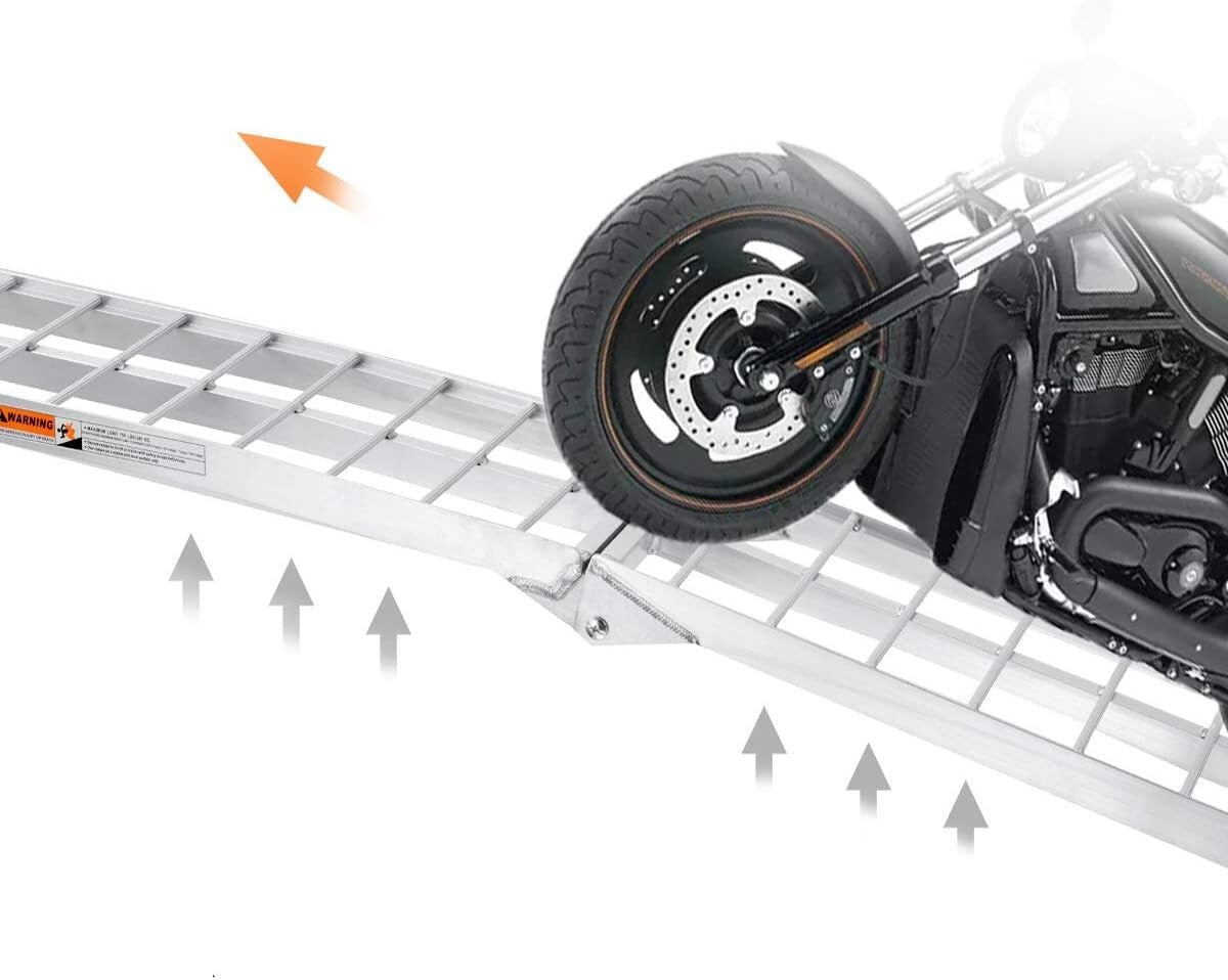 Folding 7.5FT Aluminum Motorcycle Ramp for Trucks, 750 lbs Capacity Safe Loading
