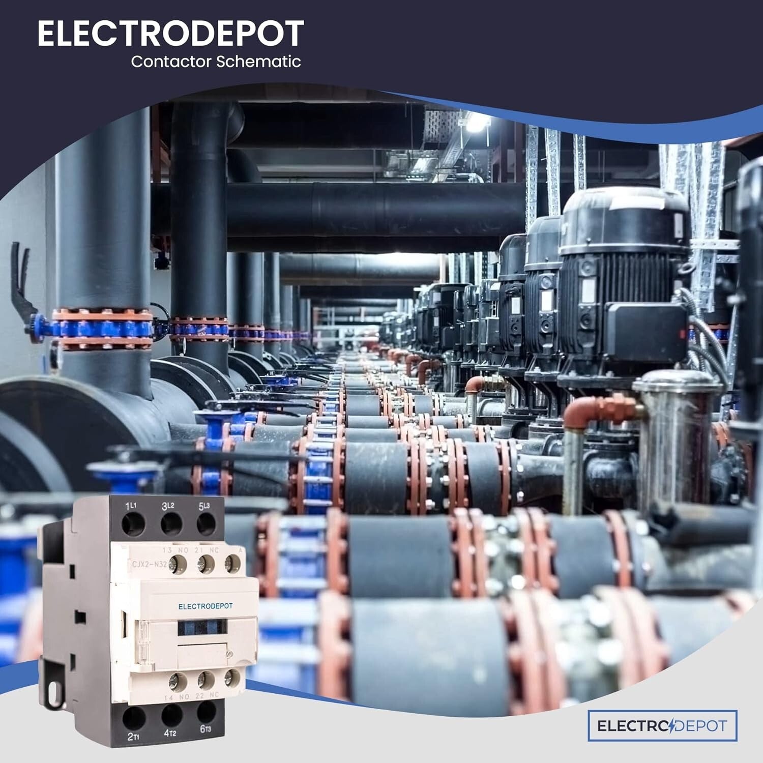 30A 3-Pole Contactor with 110V Coil and 32A Motor Control, 600V Rated