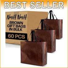 Load image into Gallery viewer, Large Reusable Gift Bags (Set of 60) - Shiny Brown Metallic Finish for Gifting