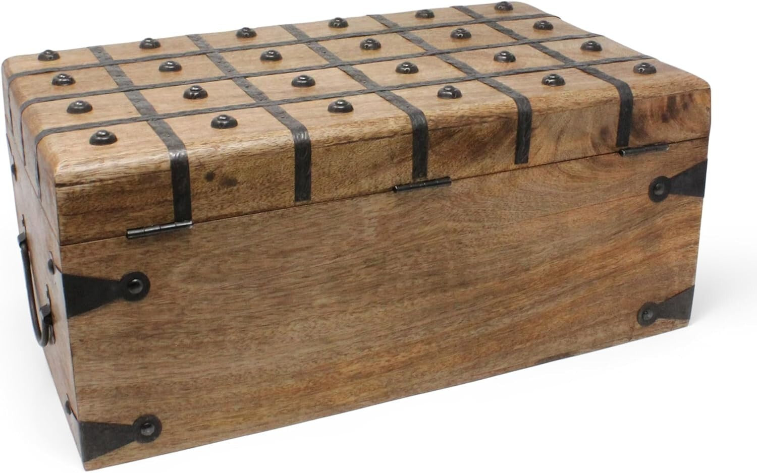 Elegant Pirate Treasure Chest - Lockable Wooden Box with Antique Iron Decor