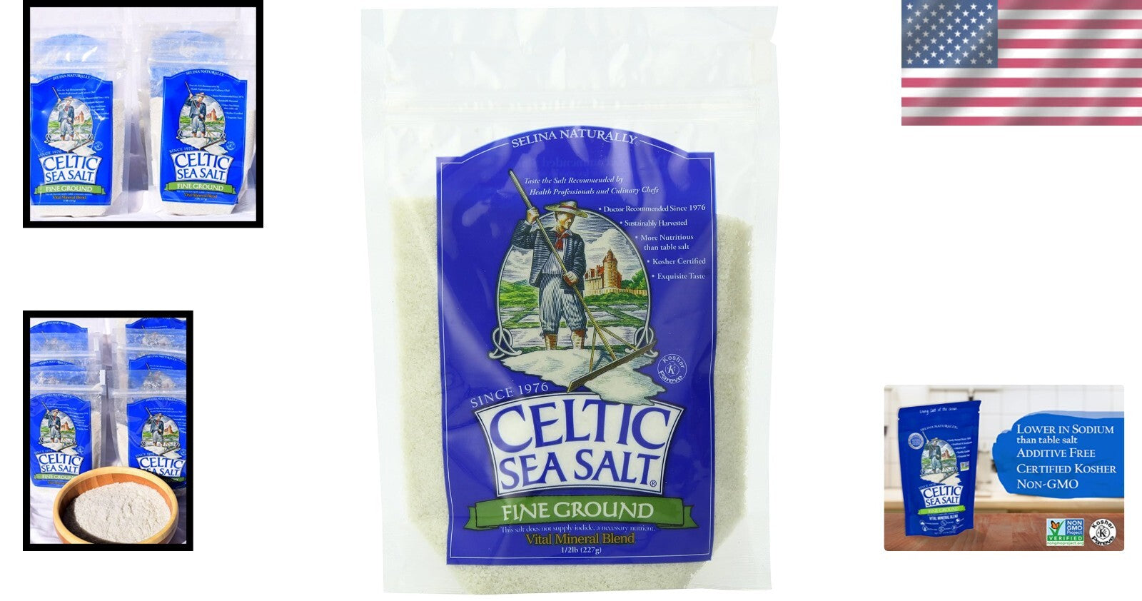 Versatile Fine Ground Sea Salt - 48 oz. of Authentic Taste, 6 Resealable Bags