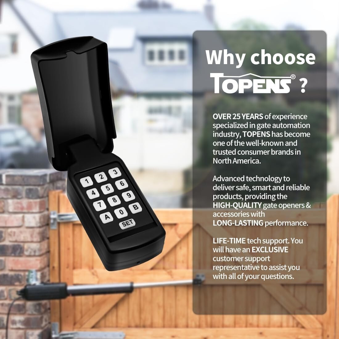 Universal Keyless Entry Keypad with Wired and Wireless Modes for Gates & Doors