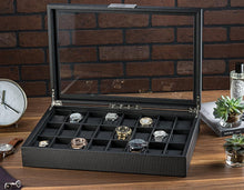 Load image into Gallery viewer, Stunning 24 Slot Watch Box with Glass Top - Modern Storage for Men’s Watches