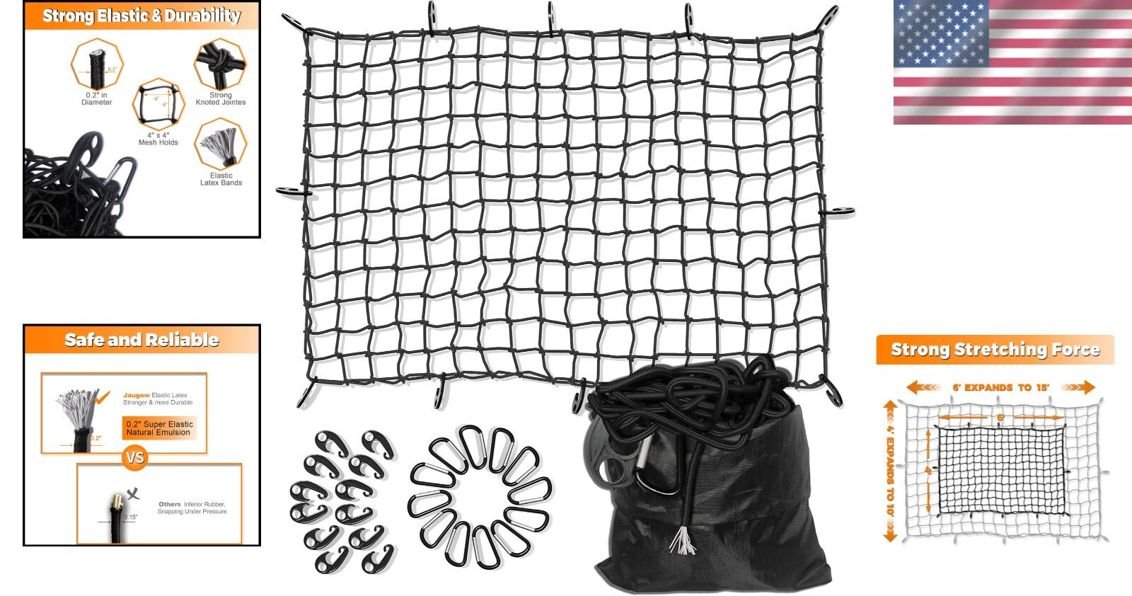 Durable 4'x6' Truck Bed Bungee Net - Perfect for Outdoor Adventures & Transport