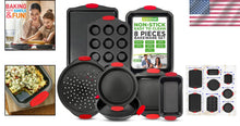 Load image into Gallery viewer, Deluxe 8-Piece Non-Stick Baking Set with Silicone Handles - Oven Safe to 446°F