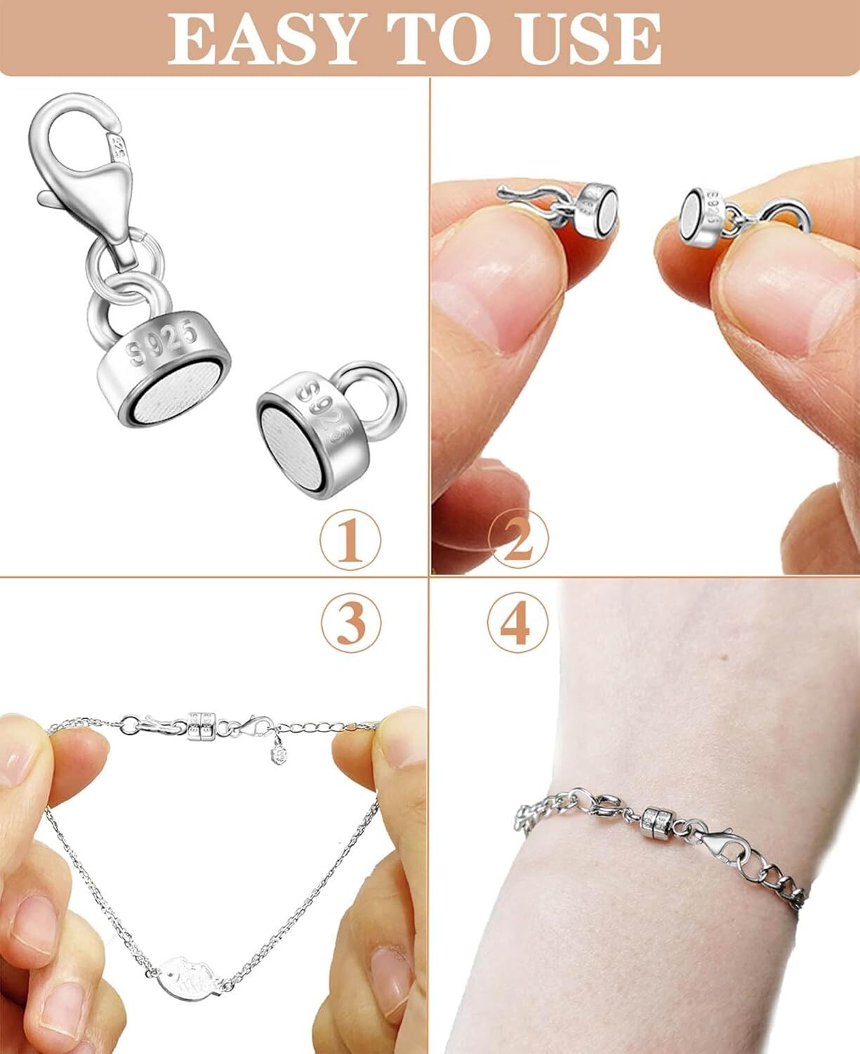 Magnetic 925 Sterling Silver Lobster Clasps - Perfect for Necklaces & Bracelets