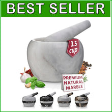 Load image into Gallery viewer, Luxurious 3.5-Cup Marble Mortar and Pestle Set for Effortless Flavor Extraction