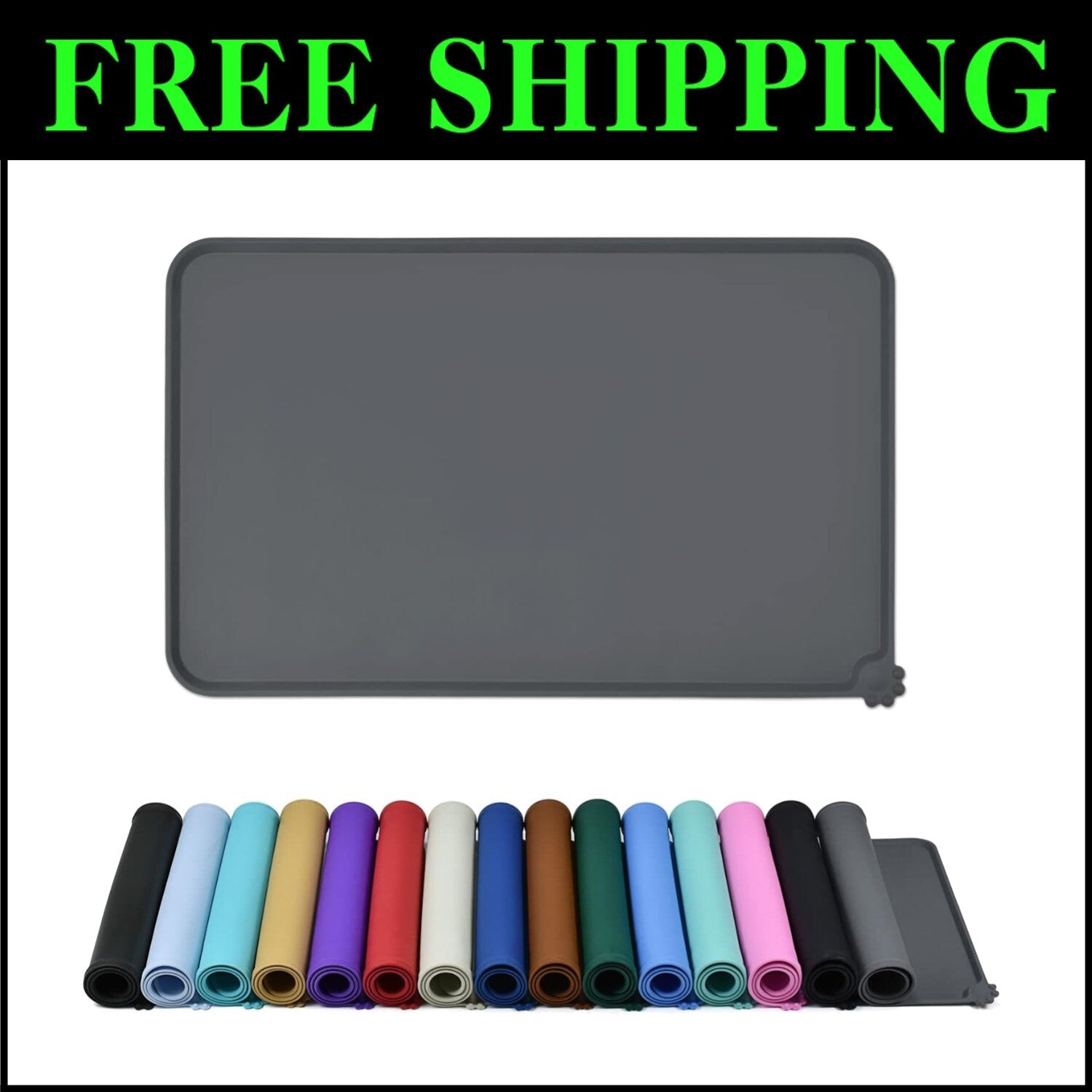 Durable Silicone Pet Feeding Mat - Anti-Spill Design for Dogs & Cats 32" x 24"