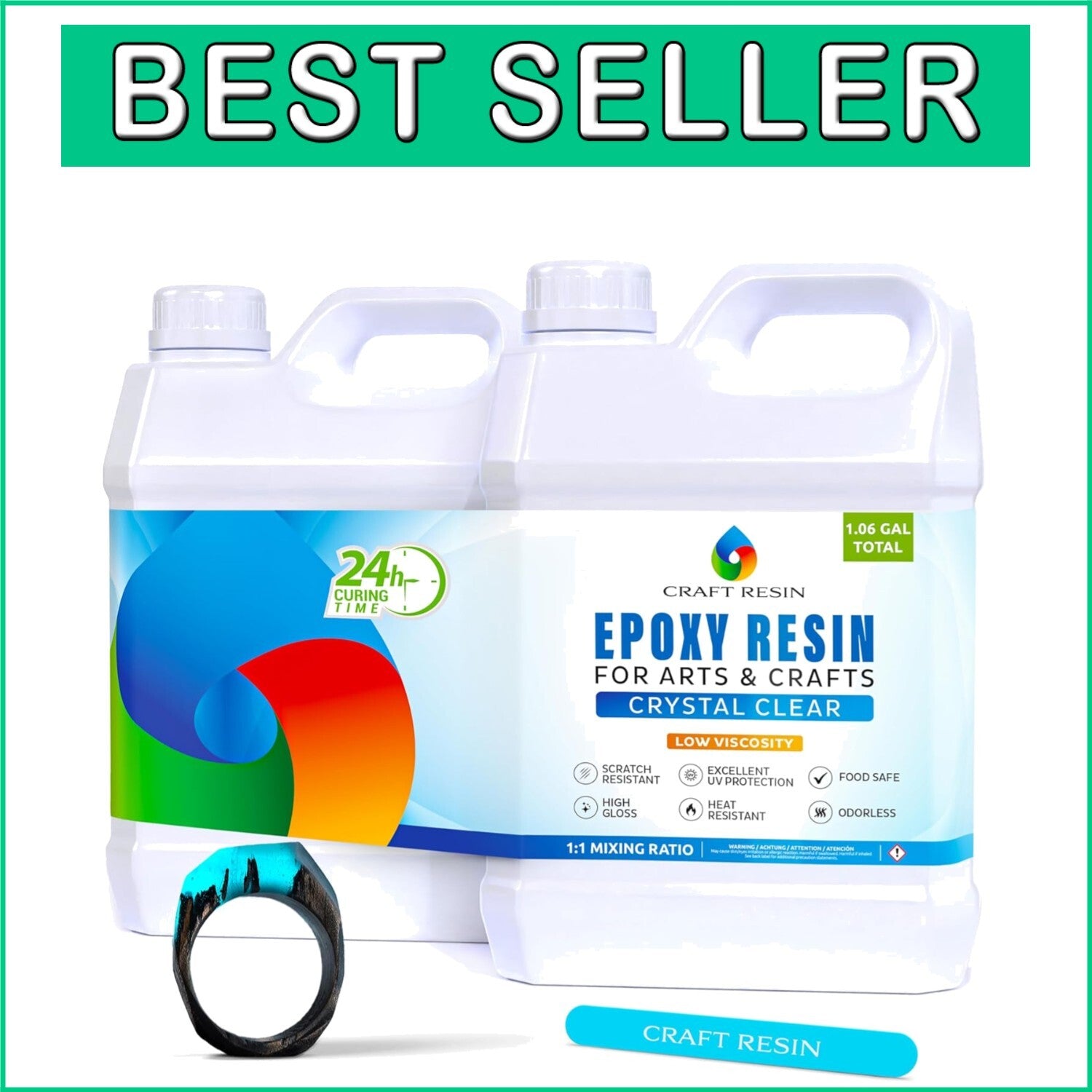 Bubble-Free Epoxy Resin Kit - 1 Gallon, Food Safe for Coasters & Mold Casting