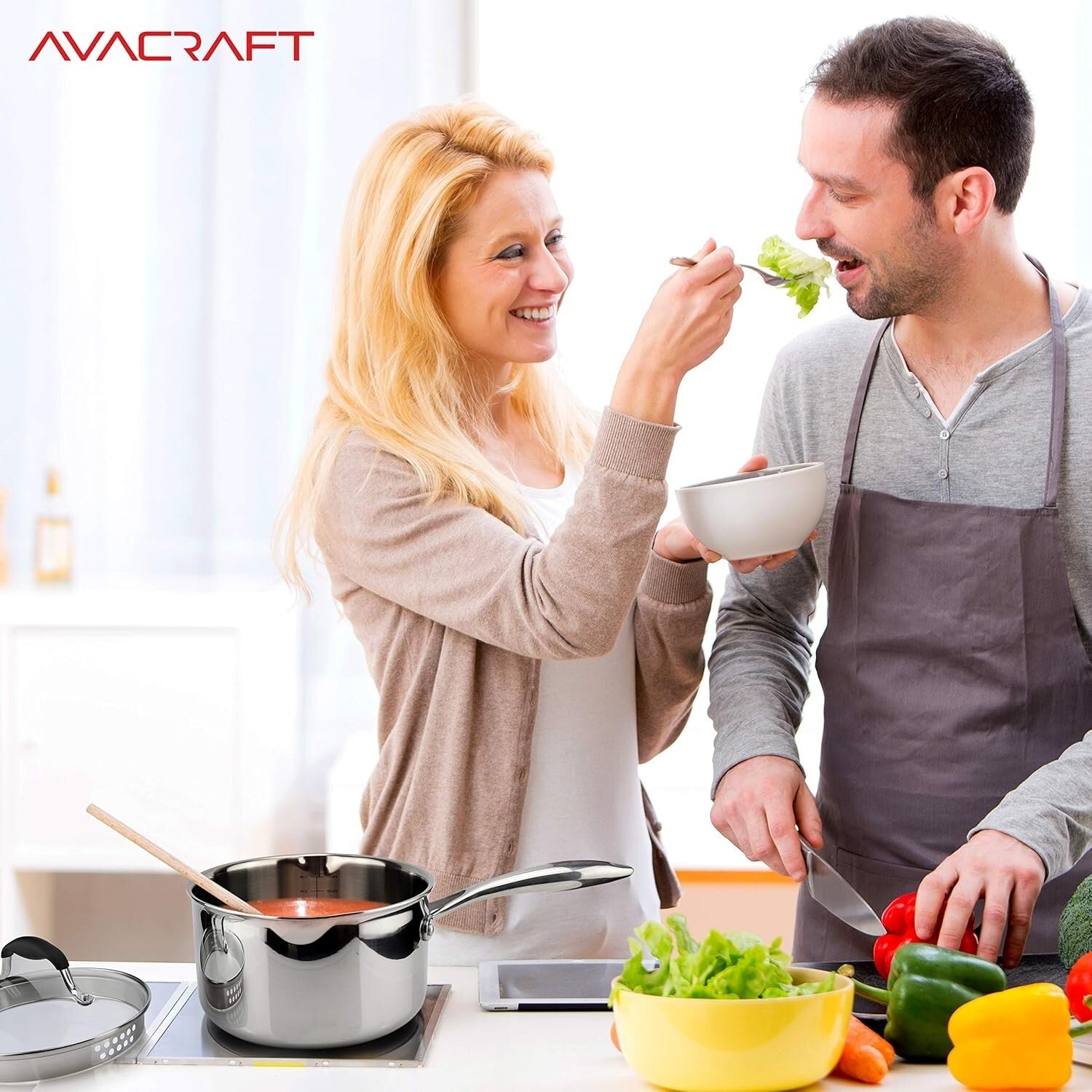 Elegant Tri-Ply Stainless Steel Cooking Pot with Dual Pour Spouts & Strainer Lid