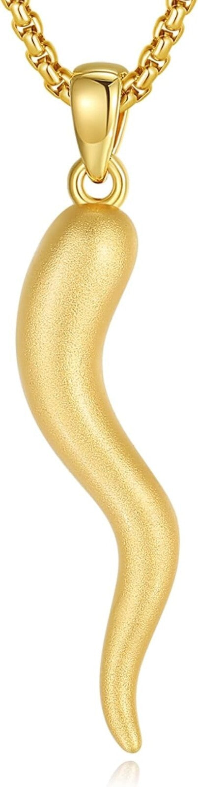 Elegant Gold Cornicello Amulet Necklace - Protection Pendant for Unisex Gifting