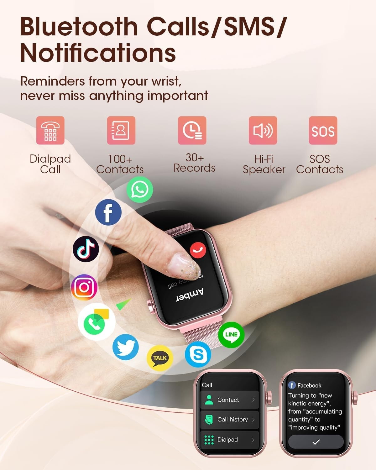 Elegant 1.85'' Smart Watch for Women - Health & Fitness Tracker with 100+ Modes