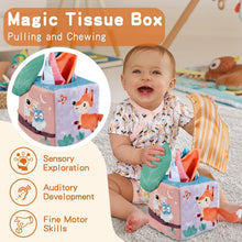 Load image into Gallery viewer, Baby Sensory Play Kit: Spinning Drum, Tissue Box &amp; Peekaboo Puzzle for Infants