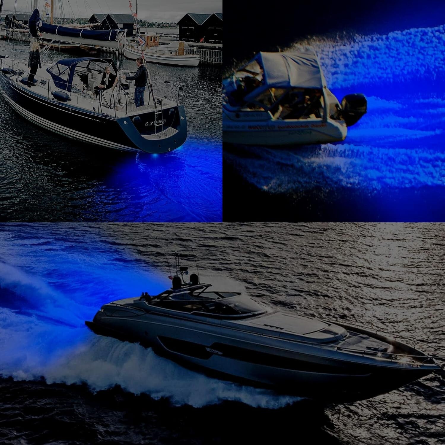 Bright Blue 84 LED Marine Boat Lights - Waterproof IP68 Underwater Illumination