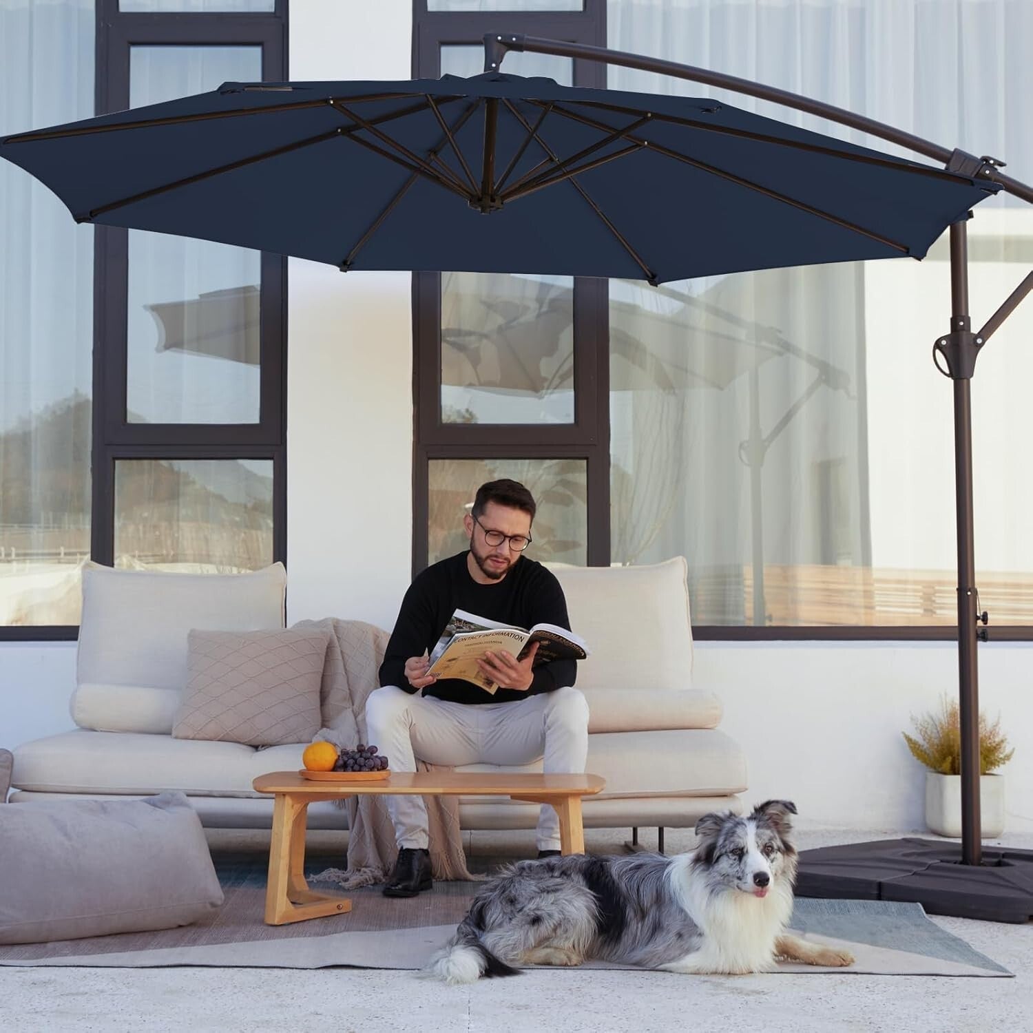 Elegant 10ft Outdoor Umbrella with Adjustable Tilt & Waterproof Recycled Canopy