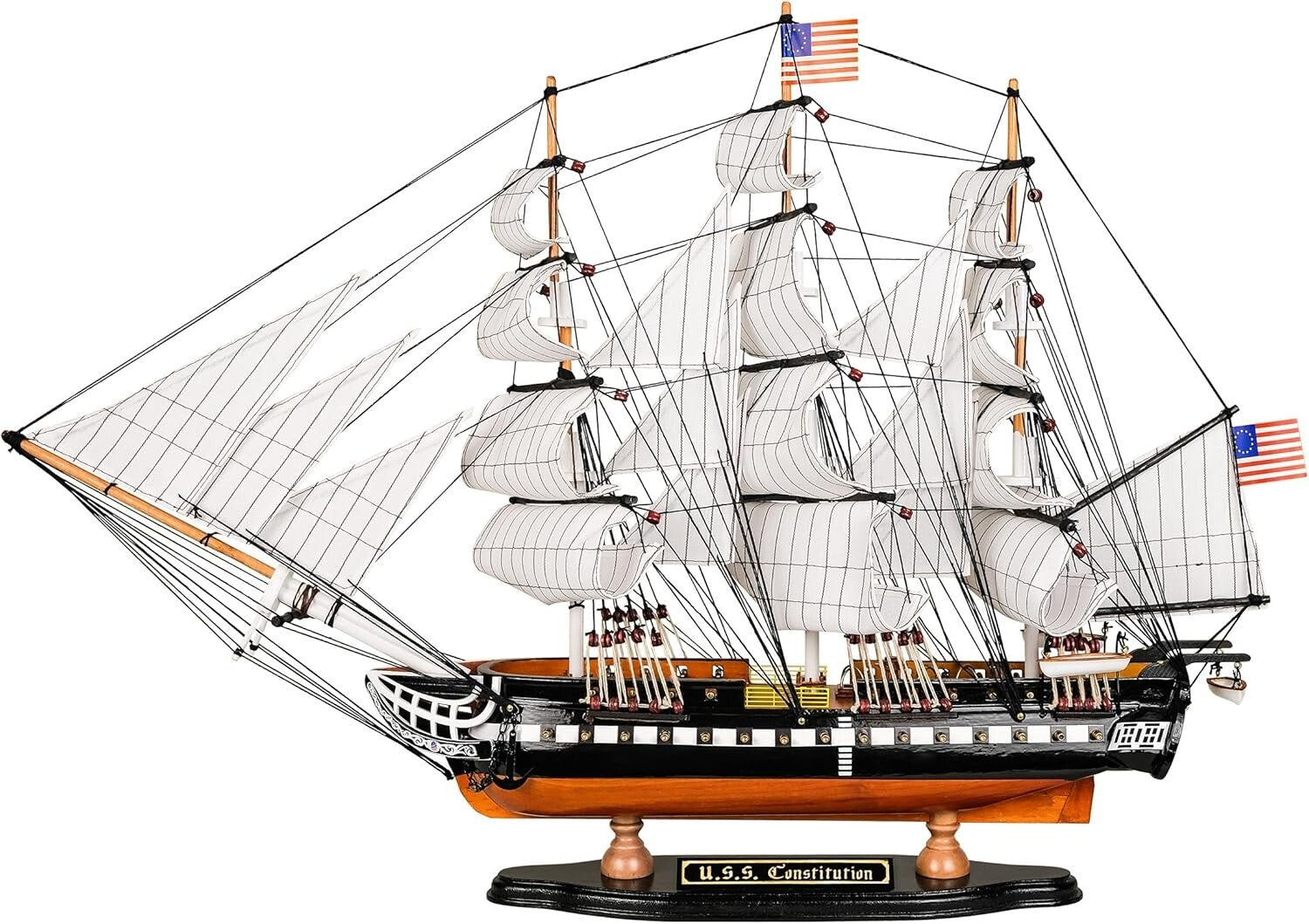 Elegant 26” USS Constitution Replica - Fully Assembled Nautical Tabletop Decor