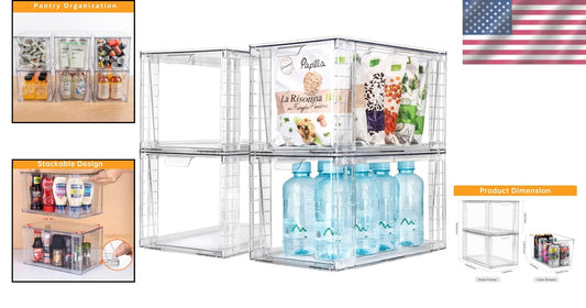 Multi-Use Clear Organizing Bins - Stackable Drawer Set for Kitchen & Bathroom