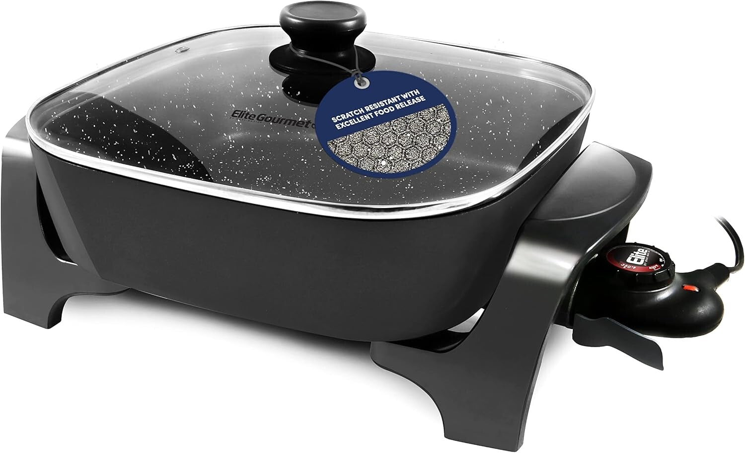 Family-Sized 7.5Qt Electric Skillet - 12" Deep Non-Stick with Tempered Glass Lid