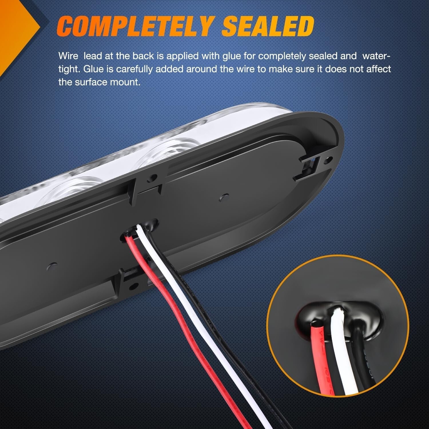 6'' Oval Red-White-Amber LED Trailer Lights - Super Bright, Waterproof 6-Pack