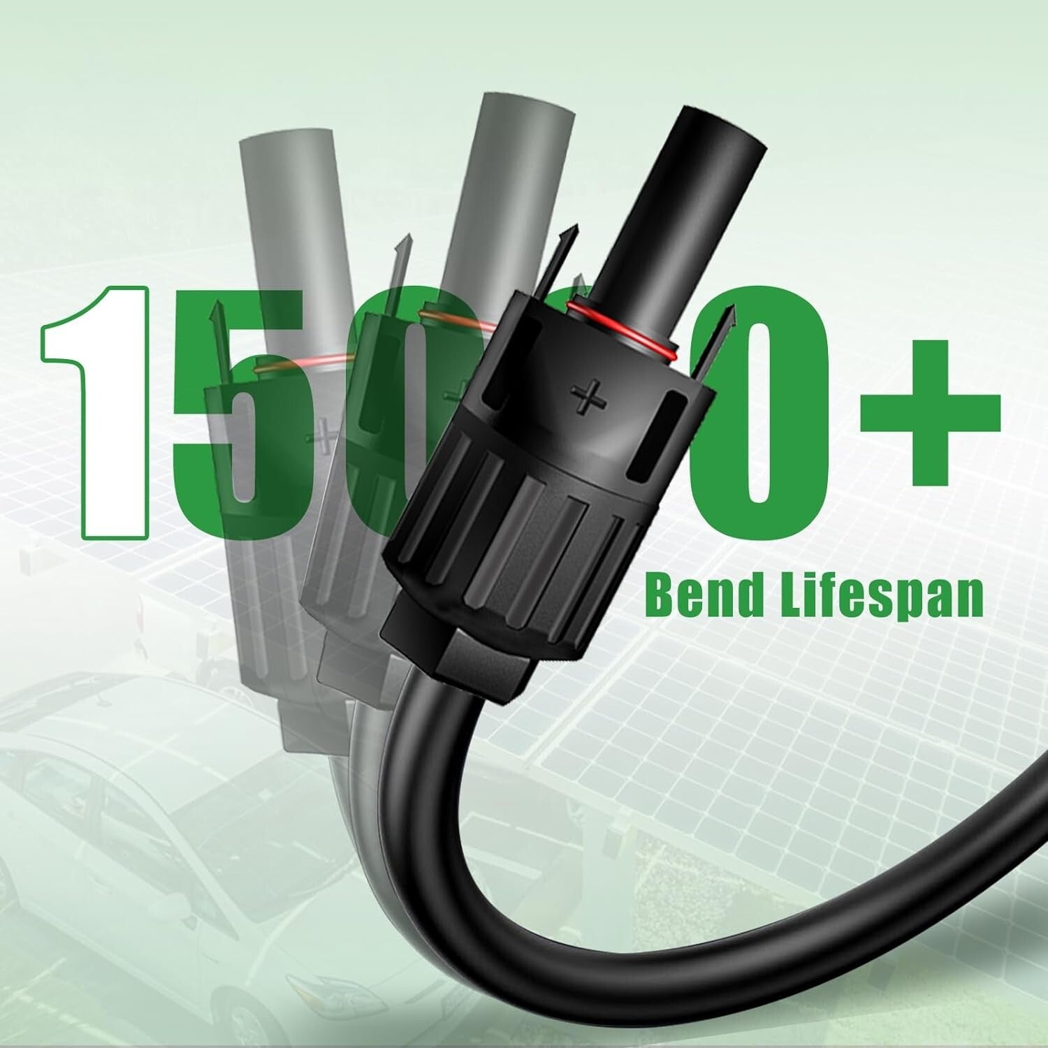 Weather-Resistant 10AWG Solar Panel Extension Cable - 50FT with IP67 Connectors