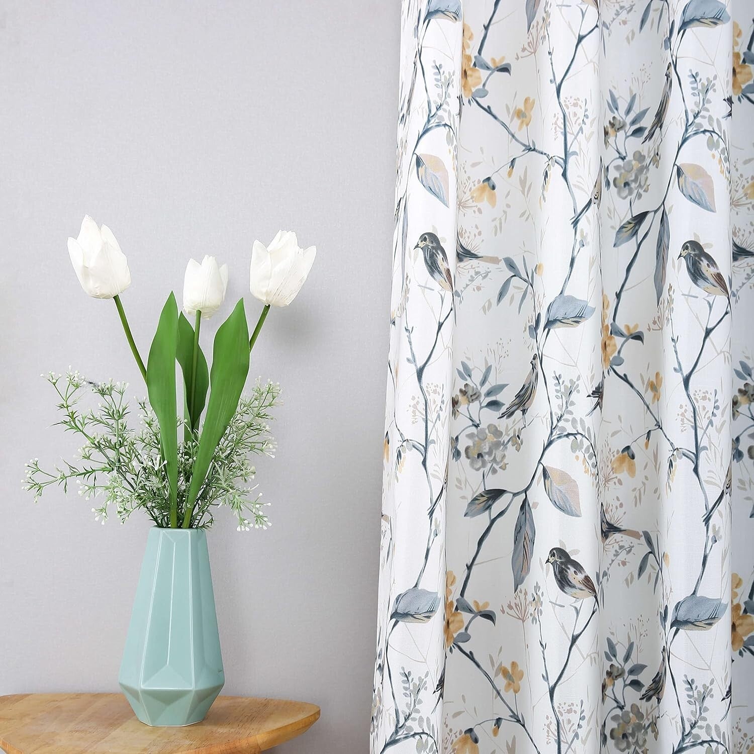 Beautiful Birds & Branches Grey Curtains - Pack of 2 for Modern Farmhouse