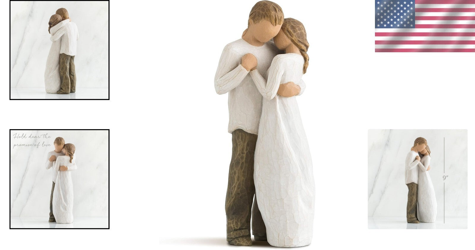 Elegant Embracing Couple Sculpture - Hand-Painted Figure for Home Decor