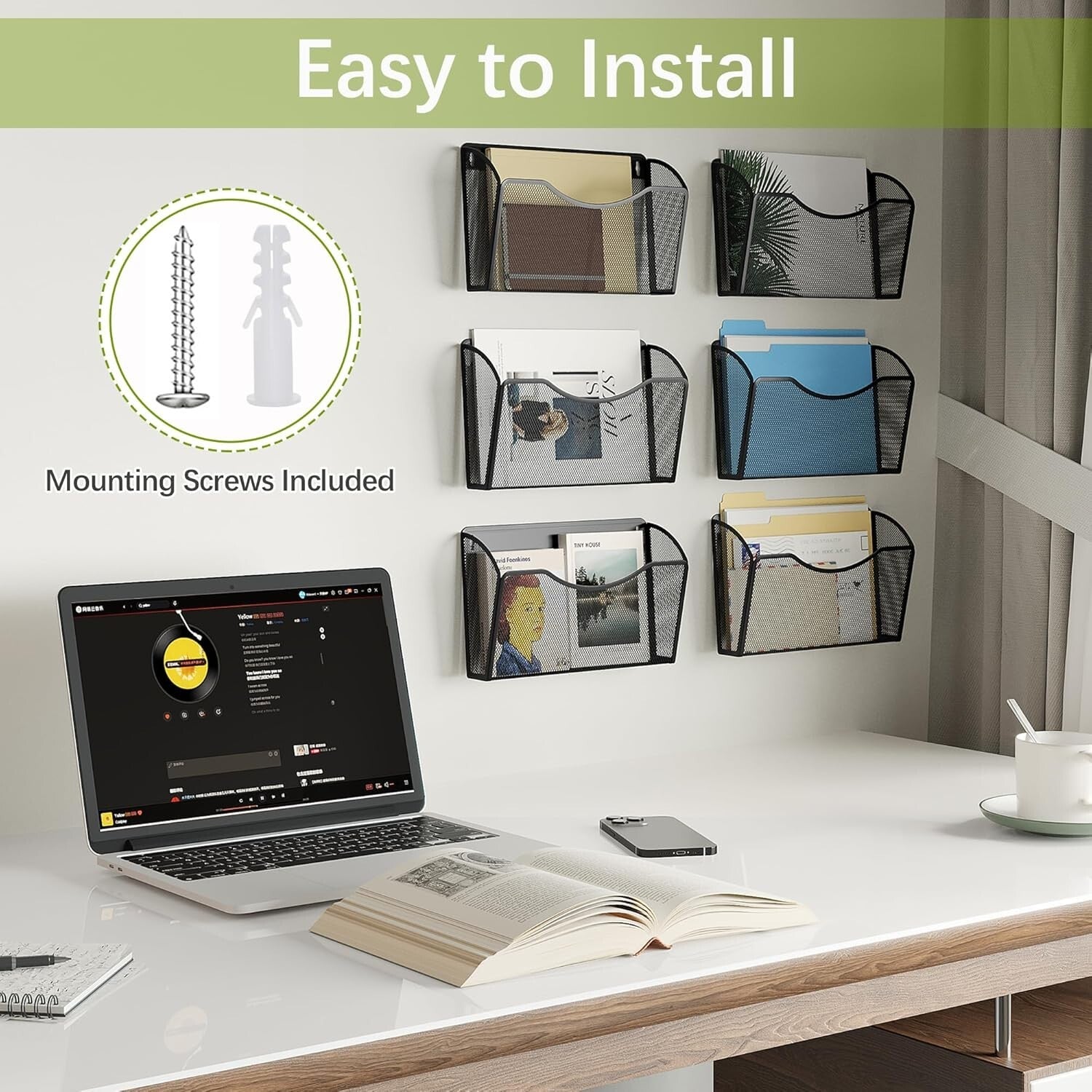 Durable Mesh Wall File Organizer | 6 Pocket Design for Optimal Space Utilization