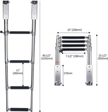 Load image into Gallery viewer, Compact Stainless Steel Telescoping 4 Step Ladder for Pontoon &amp; Yacht Boarding